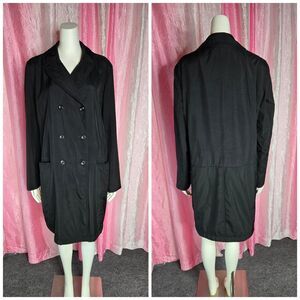 Gap Black Waterproof Double Breasted Nylon Trench Rain Coat Size XL
